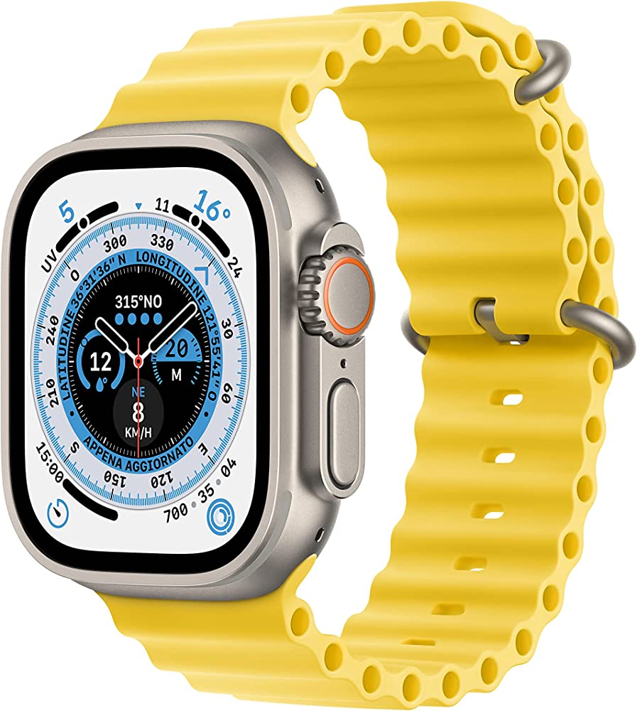 Apple Watch Ultra GPS + Cellular - Cassa in Titanio con Cinturino Giallo Oceano - 49mm EU