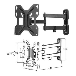 STAFFA TV/MONITOR 13/43 BK MAX 25KG VESA 200*200 3 SNODI