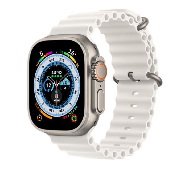Apple Watch Ultra GPS + Cellular - Cassa in Titanio con Cinturino Bianco Oceano - 49mm EU