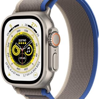 Apple Watch Ultra GPS + Cellular - Cassa in Titanio con Cinturino Blue/Gray Trail - S/M 49mm Italia