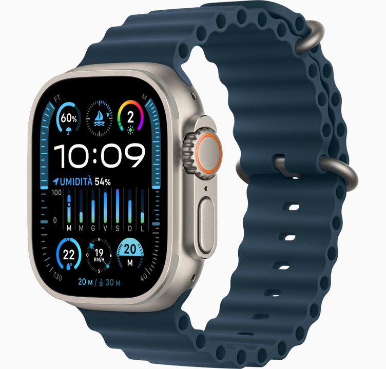 Apple Watch Ultra GPS + Cellular - Cassa in Titanio con Cinturino Mezzanotte Oceano - 49mm Italia