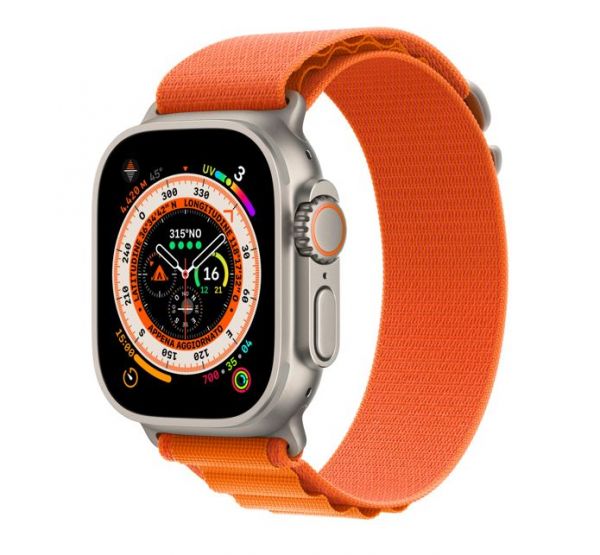 Apple Watch Ultra Gps + Cellular - Cassa In Titanio Con Cinturino Arancione Alpine - Small 49Mm Italia