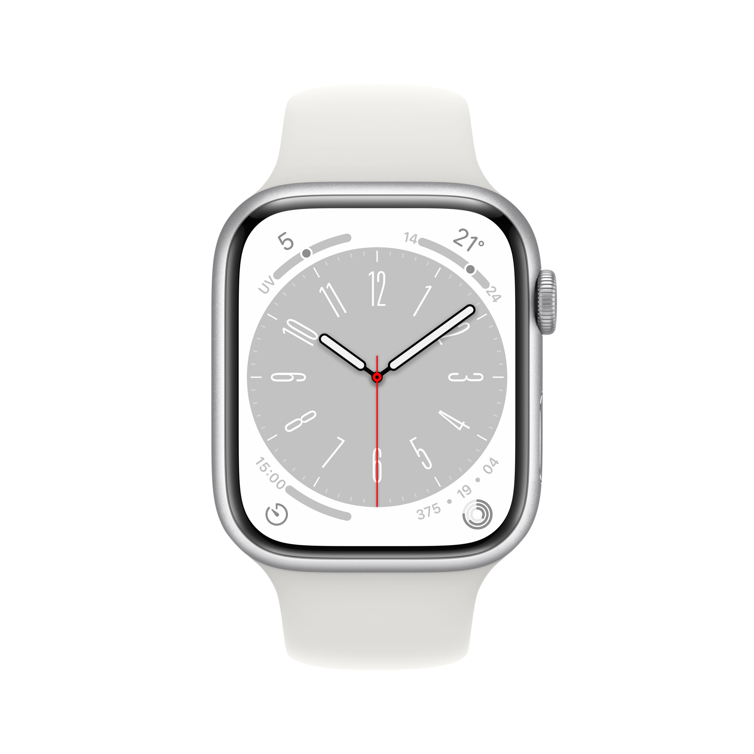 Apple Watch Series 8 GPS + Cellular - Cassa in Alluminio Argento con Cinturino Sport Bianco - 45mm EU